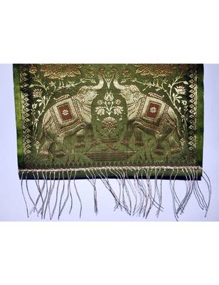 Lal Haveli Elegant Home Decorative Elephant Work Jacquard Silk Three Pocket Magazine Holder 4