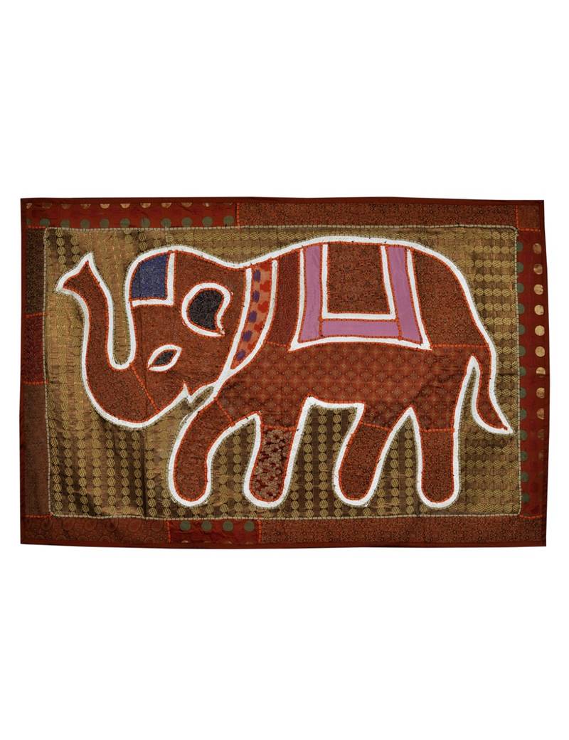 Vintage House wall D  cor Silk Tapestry Handmade Elephant Art wall Hanging