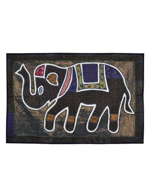 Rajasthani Elephant Design Wall Hanging Tapestry Silk patchwork Wall Runner 1
