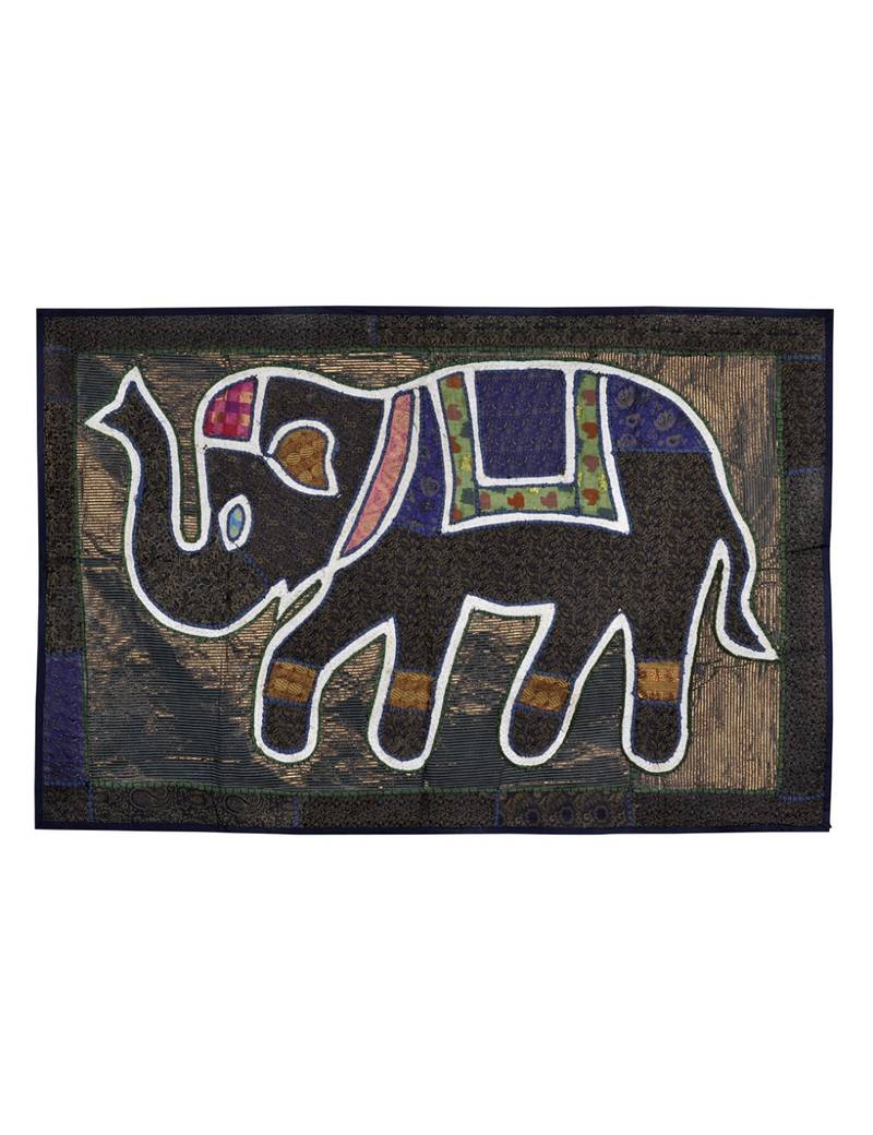 Rajasthani Elephant Design Wall Hanging Tapestry Silk patchwork Wall Runner