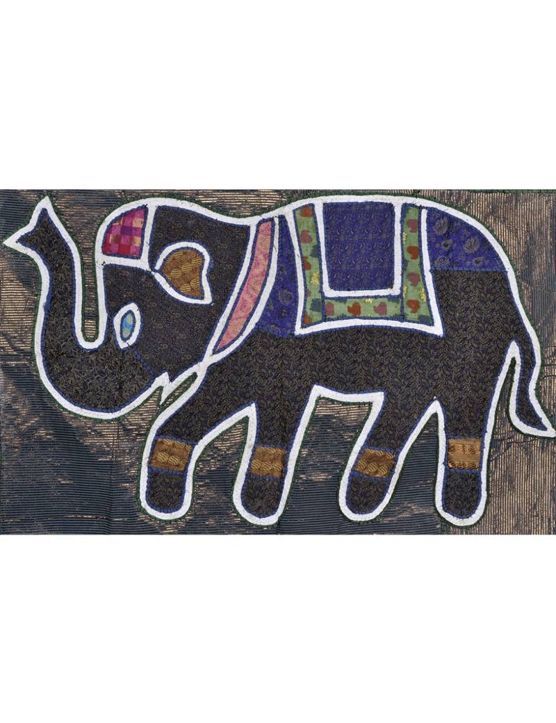 Rajasthani Elephant Design Wall Hanging Tapestry Silk patchwork Wall Runner