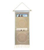 Lal Haveli Handmade Silk Office Suppiles Storage Magazine Holder 2 Pocket Grey Color 24 X 10 Inch