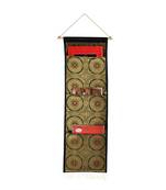 Lal Haveli Living Room Handmade Silk wall Hanging 3 pocket Black Color 34 X 10 Inch