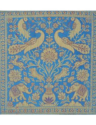 Lal Haveli Handmade Peocock Design Silk wall Hanging 3 pocket Turquoise Color 34 X 10 Inch 3