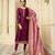 Purple Resham Embroidery Georgette Satin Salwar With Dupatta