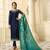 Dark-Blue Resham Embroidery Georgette Satin Salwar With Dupatta