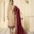 Beige Resham Embroidery Georgette Satin Salwar With Dupatta