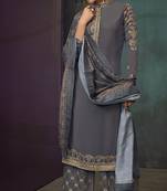 Grey Resham Embroidery Pure Maslin Salwar With Dupatta