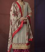 Grey Resham Embroidery Pure Maslin Salwar With Dupatta