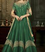 Green Embroidered Silk Salwar With Dupatta