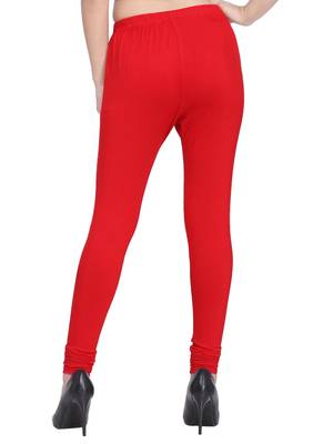 Red Color Plain Cotton Leggings 4