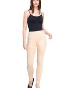 Cream Color Plain Cotton Leggings