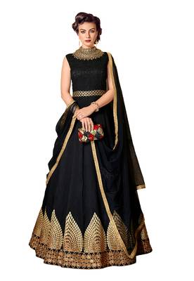 black zari art dupion silk salwar with dupatta 1