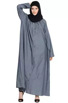 Blue Plain Cotton Abaya