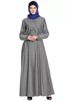 Grey Plain Denim Abaya
