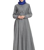 Grey Plain Denim Abaya