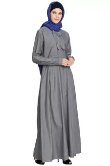 Grey Plain Denim Abaya