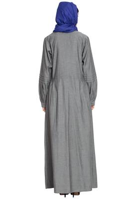 Grey Plain Denim Abaya 4