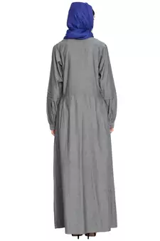 Grey Plain Denim Abaya