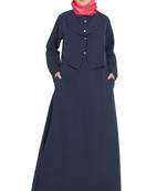 Navy Blue Plain Crepe Abaya