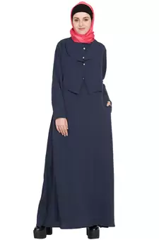 Navy Blue Plain Crepe Abaya