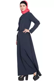 Navy Blue Plain Crepe Abaya