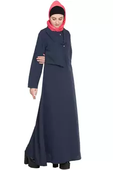 Navy Blue Plain Crepe Abaya