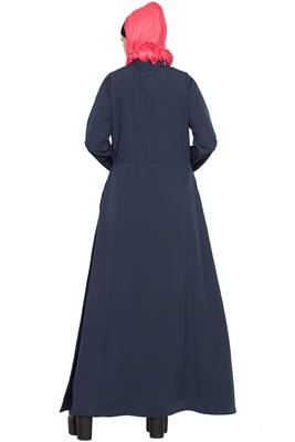 Navy Blue Plain Crepe Abaya 5