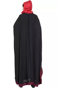 Black Crepe Plain Bow-Accent Kaftan Abaya