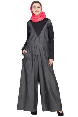 Grey Plain Cotton Abaya 1