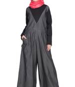 Grey Plain Cotton Abaya