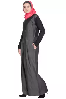 Grey Plain Cotton Abaya