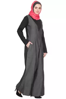 Grey Plain Cotton Abaya