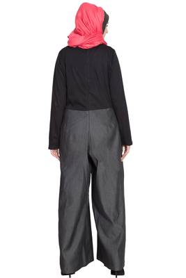 Grey Plain Cotton Abaya 4
