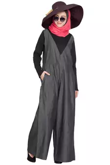 Grey Plain Cotton Abaya