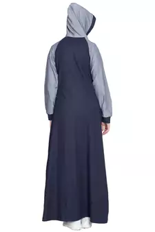 Navy Blue Plain Cotton Abaya
