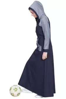 Navy Blue Plain Cotton Abaya