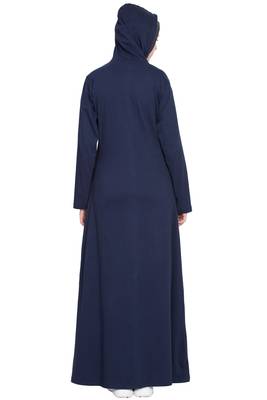 Navy Blue Plain Cotton Abaya 3