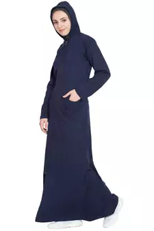 Navy Blue Plain Cotton Abaya