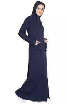 Navy Blue Plain Cotton Abaya