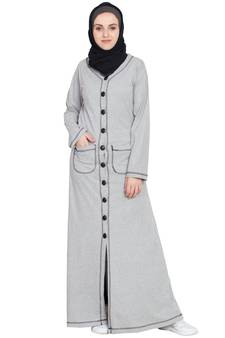 Silver Plain Cotton Abaya