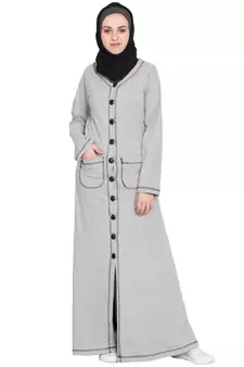 Silver Plain Cotton Abaya