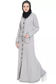 Silver Plain Cotton Abaya