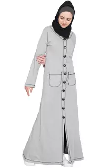 Silver Plain Cotton Abaya