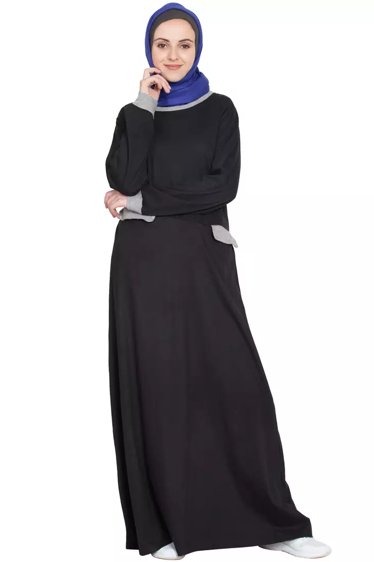 Black Plain Cotton Abaya