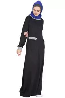 Black Plain Cotton Abaya