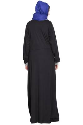 Black Plain Cotton Abaya 4