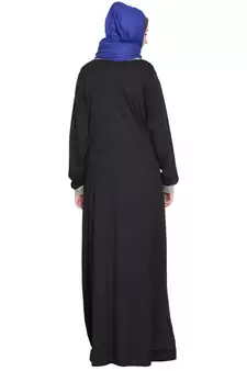 Black Plain Cotton Abaya