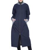 Navy Blue Plain Cotton Abaya
