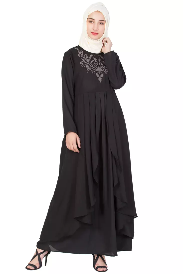 Black Plain Crepe Abaya